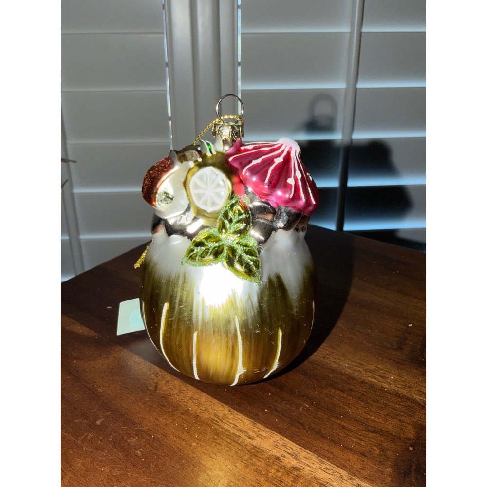 Glass Christmas Ornament Harvest Vegetable Fruit Jar Festive Holiday Decor Gift